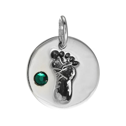 Sterling Silver Birthstone Footprint Charms