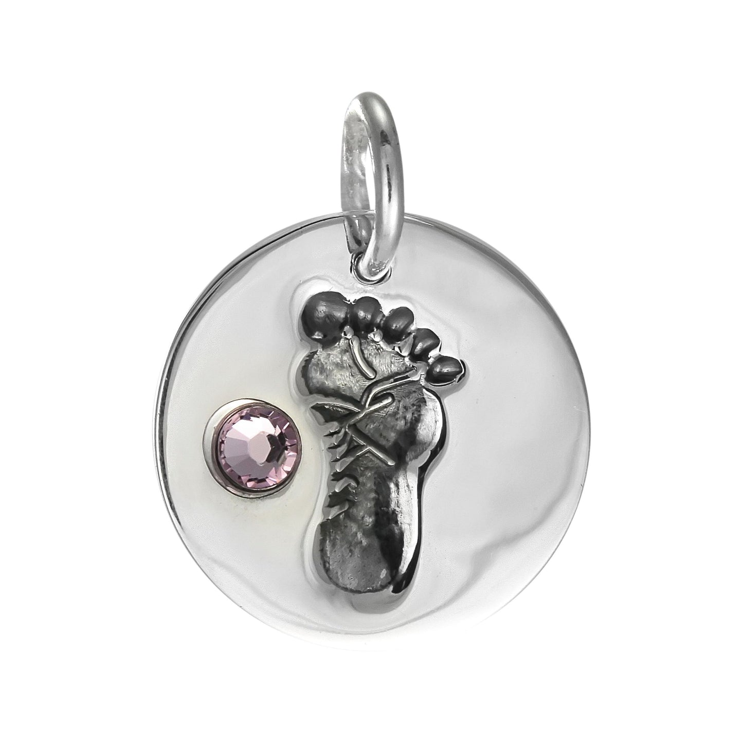 Sterling Silver Birthstone Footprint Charms