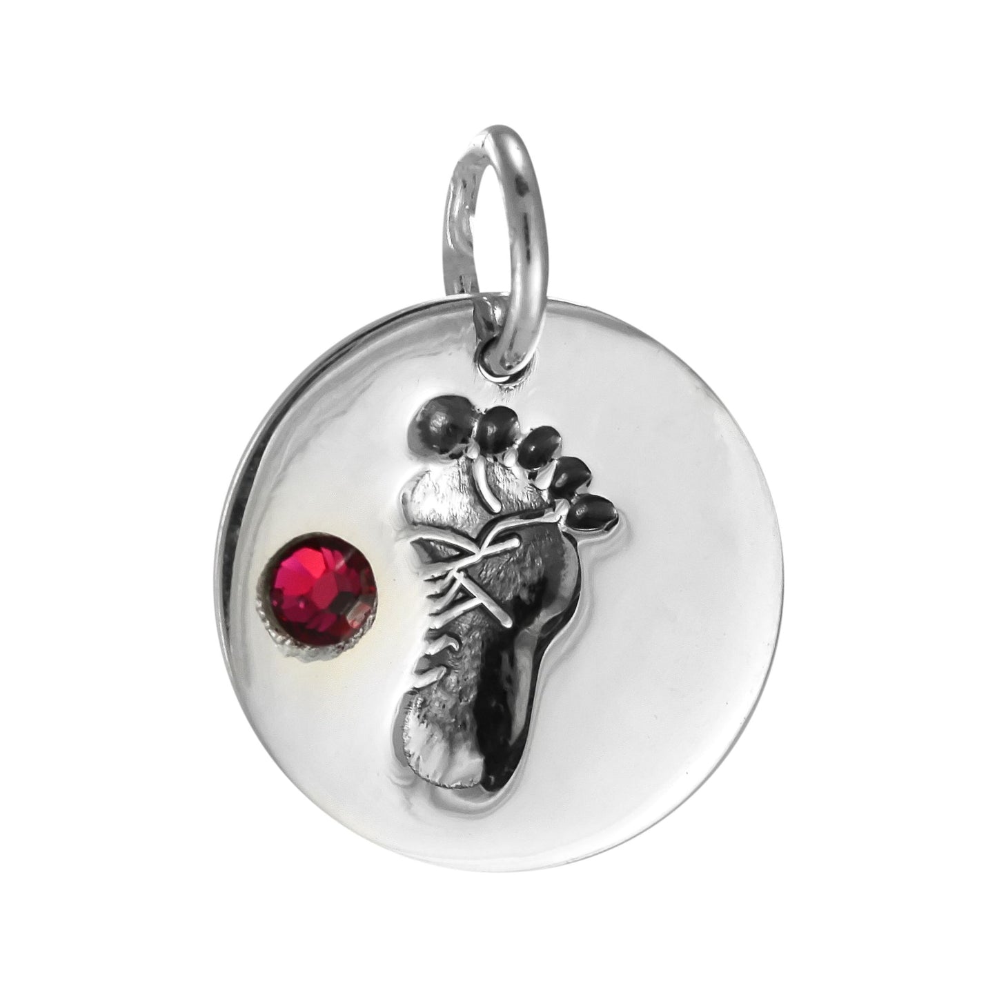 Sterling Silver Birthstone Footprint Charms