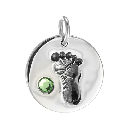 Sterling Silver Birthstone Footprint Charms