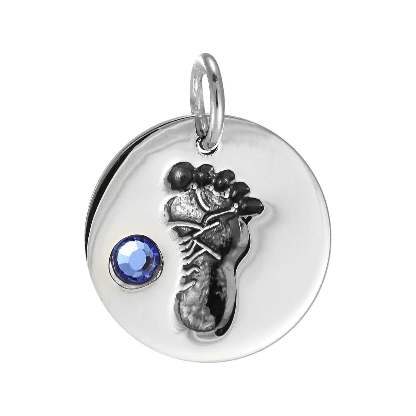 Sterling Silver Birthstone Footprint Charms