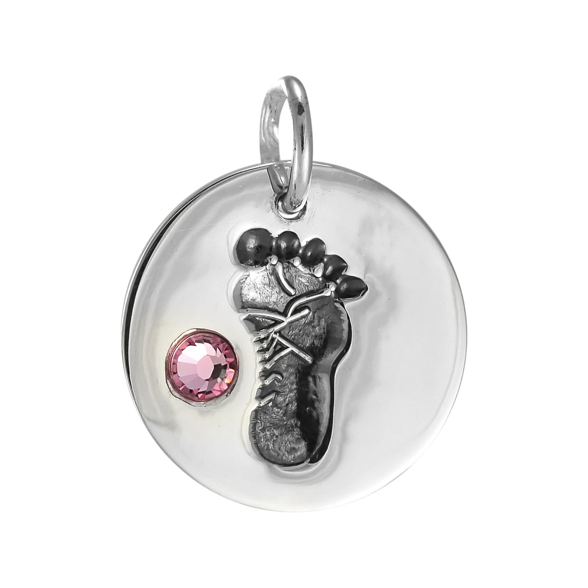 Sterling Silver Birthstone Footprint Charms