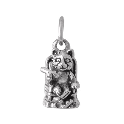 Sterling Silver Cat Kitten in Chair Charm