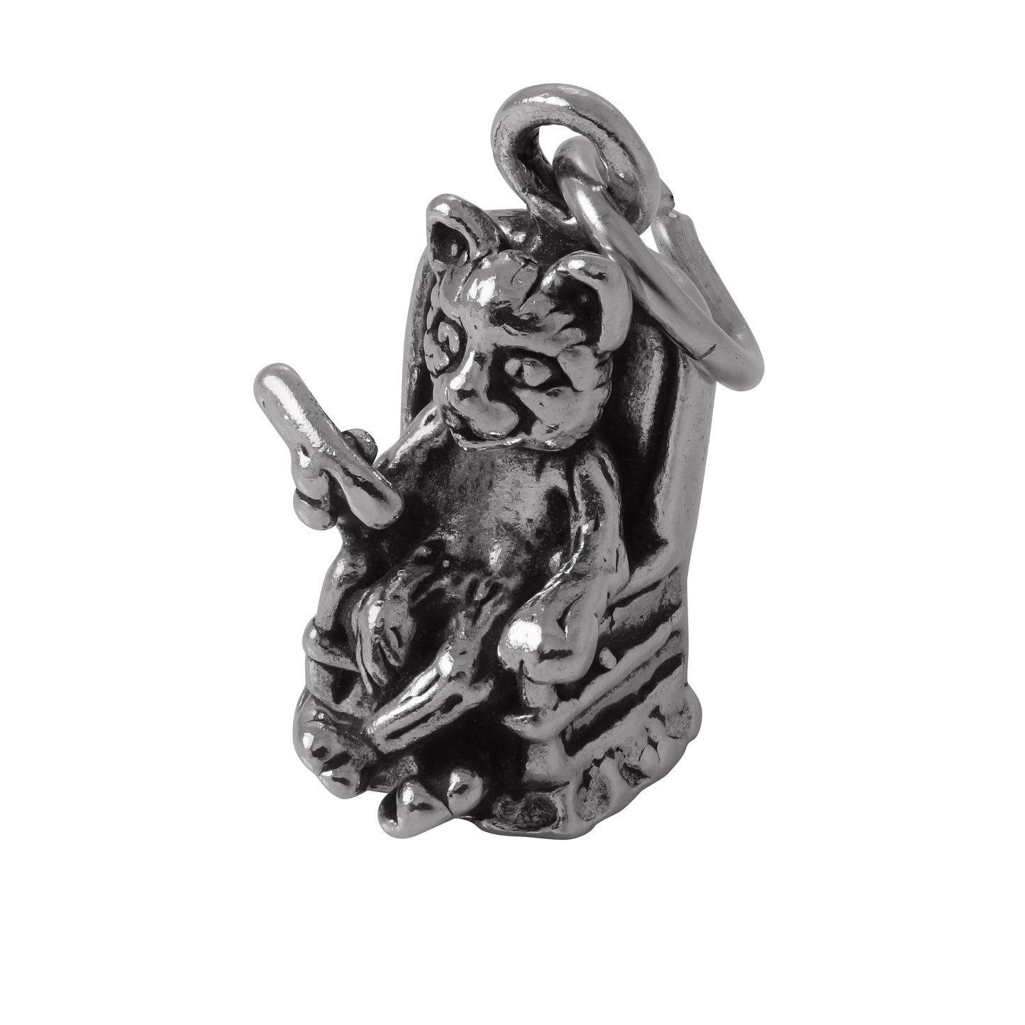 Sterling Silver Cat Kitten in Chair Charm