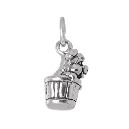 Sterling Silver 3D Pig in Barrel Charm