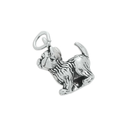 Sterling Silver 3D Kitten Charm