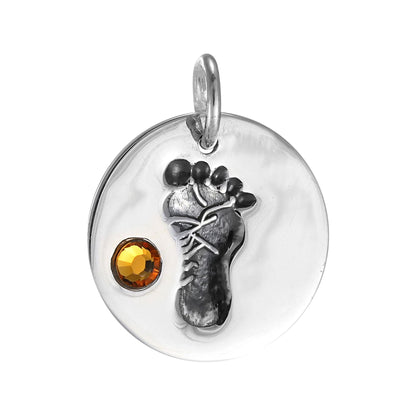 Sterling Silver Birthstone Footprint Charms