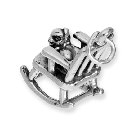 Sterling Silver Rocking Chair with Cat Charm
