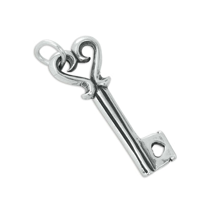 Sterling Silver Heart Key Charm