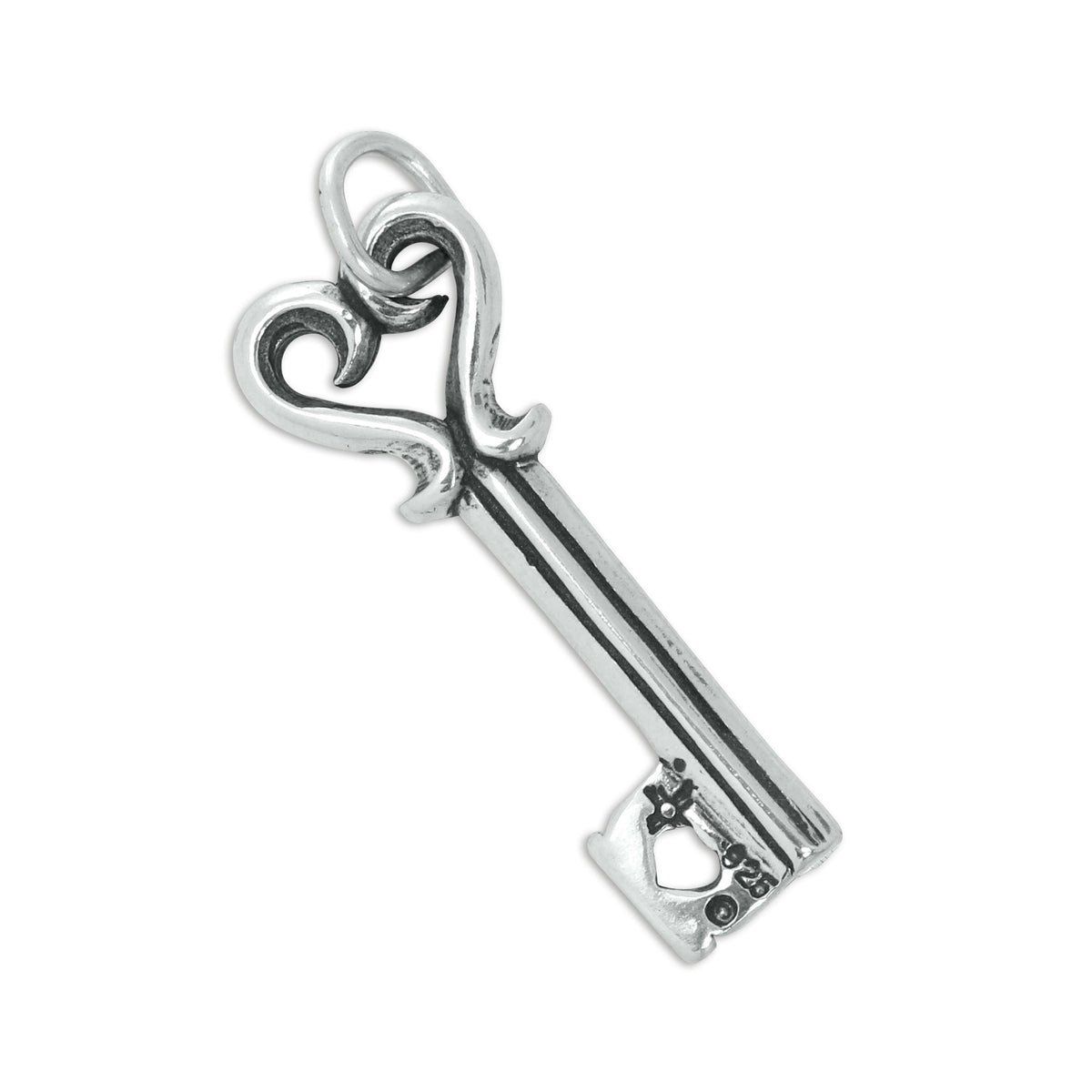 Sterling Silver Heart Key Charm