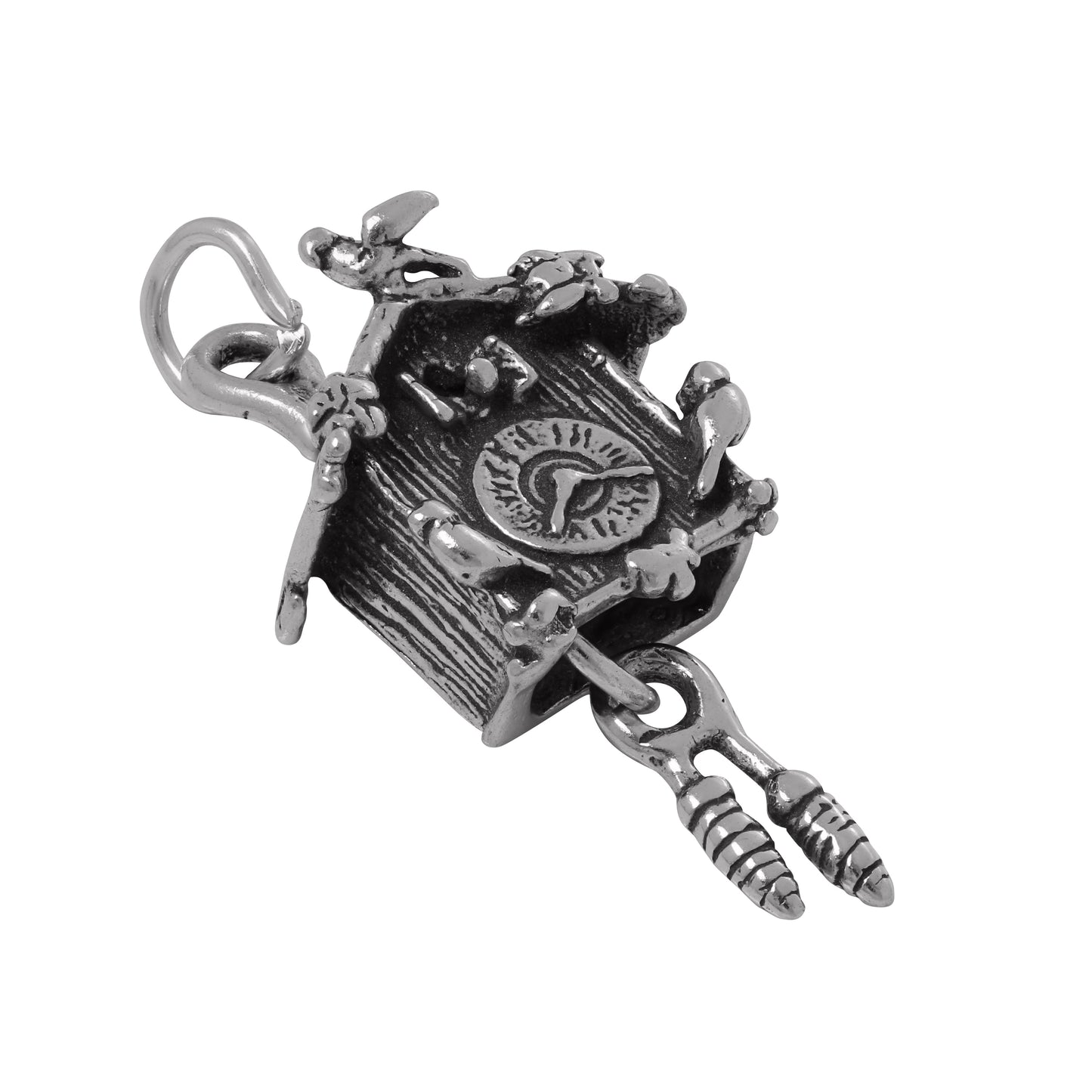 Sterling Silver 3D Cuckoo Clock Charm