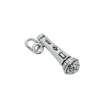 Sterling Silver 3D Microphone Charm
