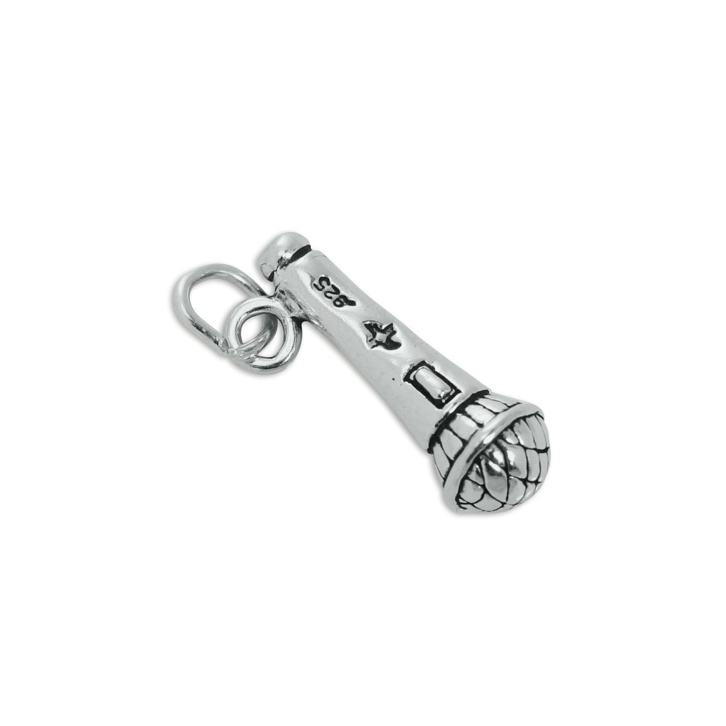 Sterling Silver 3D Microphone Charm