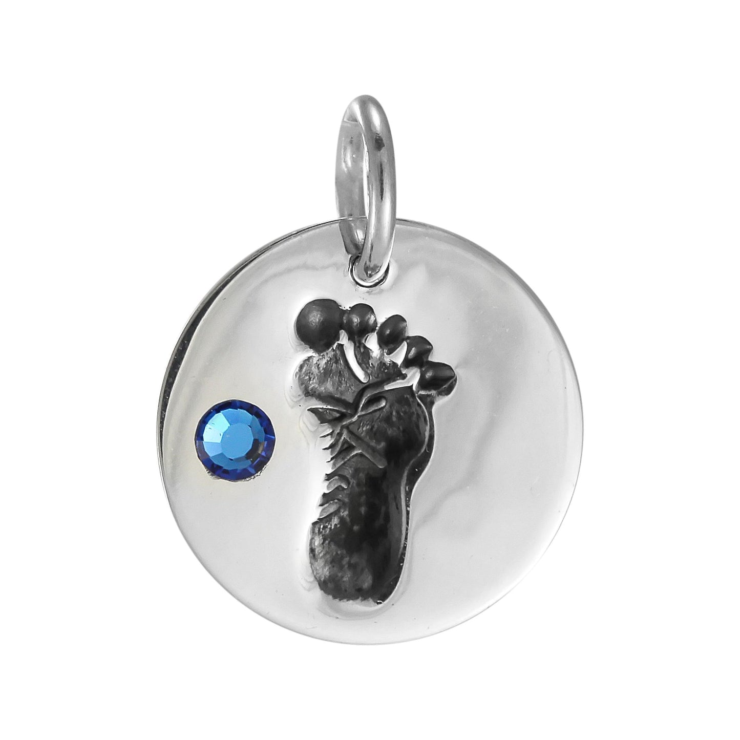 Sterling Silver Birthstone Footprint Charms