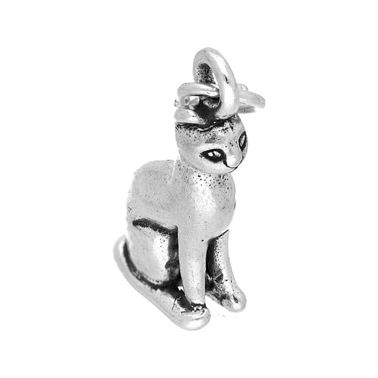 Sterling Silver Sitting Cat Charm