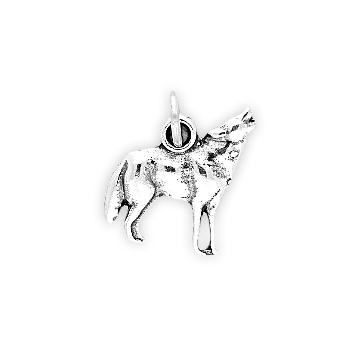 Sterling Silver Howling Wolf Charm