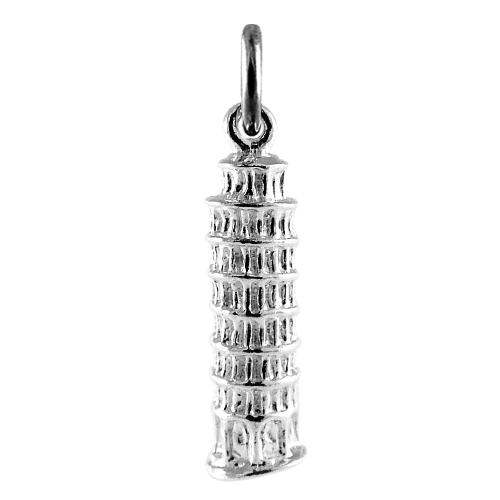 Sterling Silver Leaning Tower of Pisa Charm