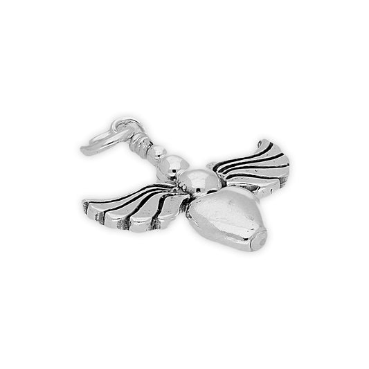 Sterling Silver Heart Beaded Angel Charm
