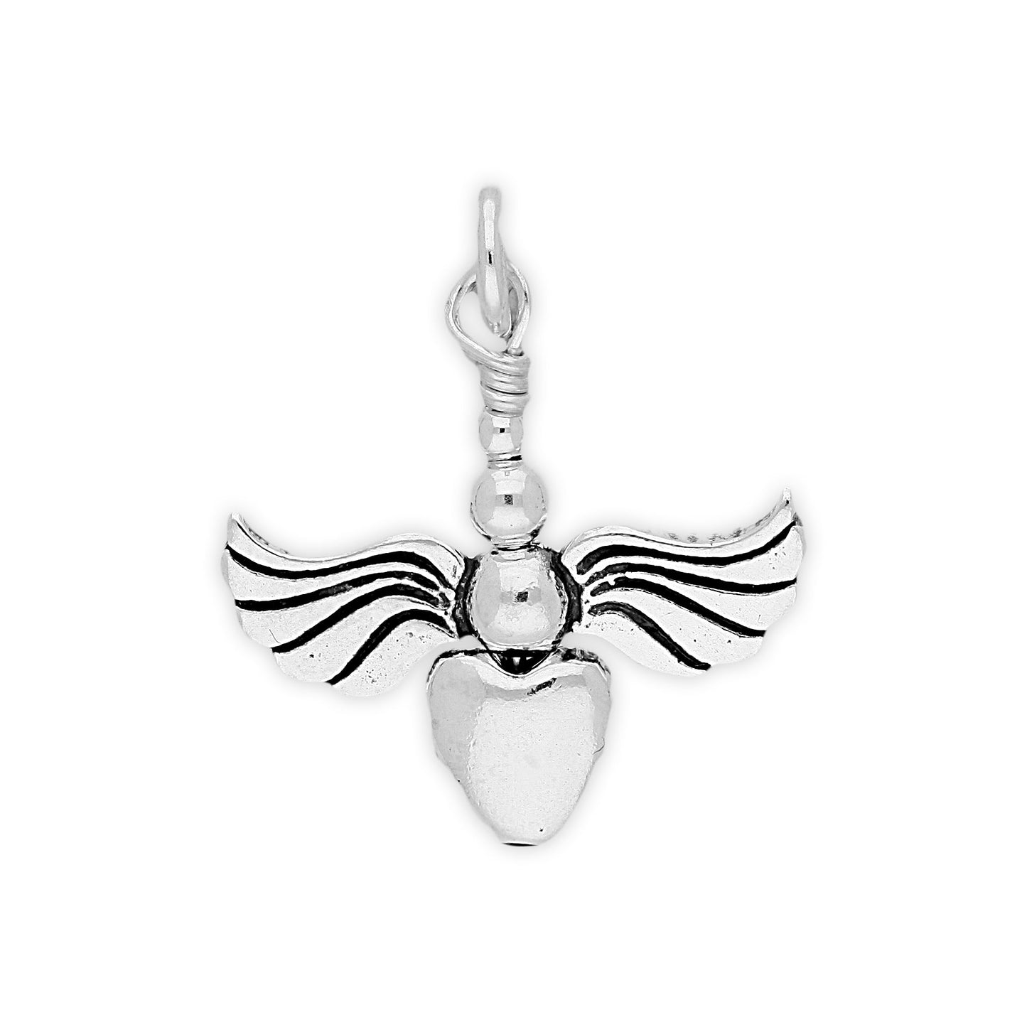 Sterling Silver Heart Beaded Angel Charm
