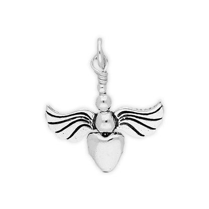 Sterling Silver Heart Beaded Angel Charm