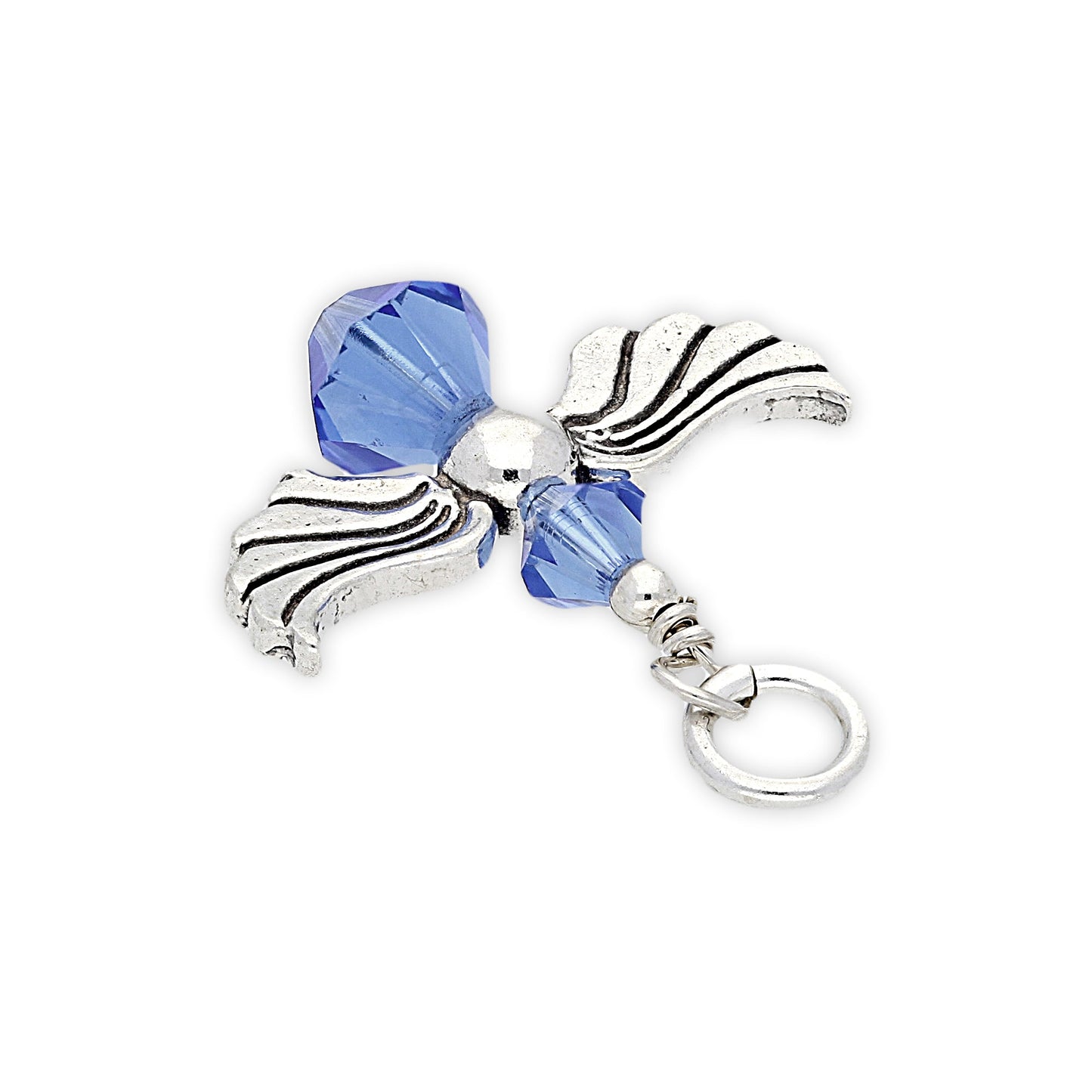 Sterling Silver Blue Sapphire Crystal Angel Charm