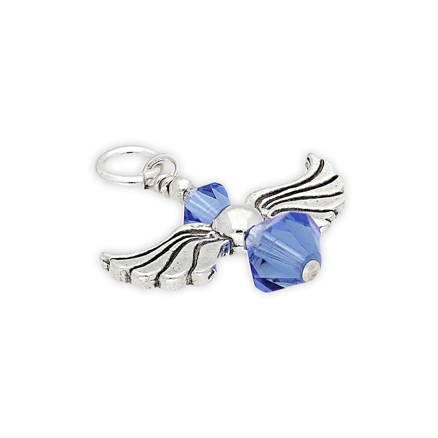 Sterling Silver Blue Sapphire Crystal Angel Charm