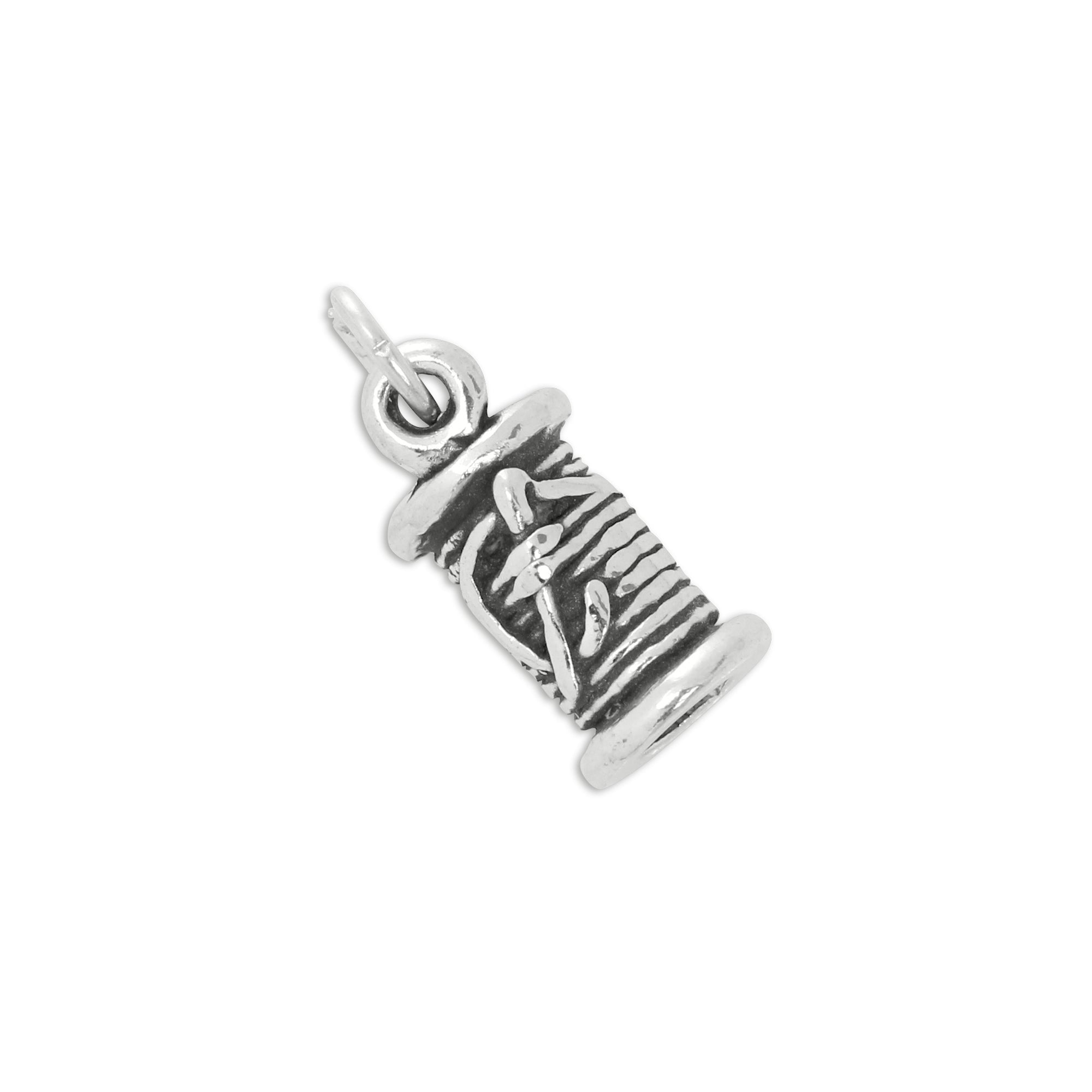 Sterling Silver Spool of Thread With Needle Charm | TheCharmWorks