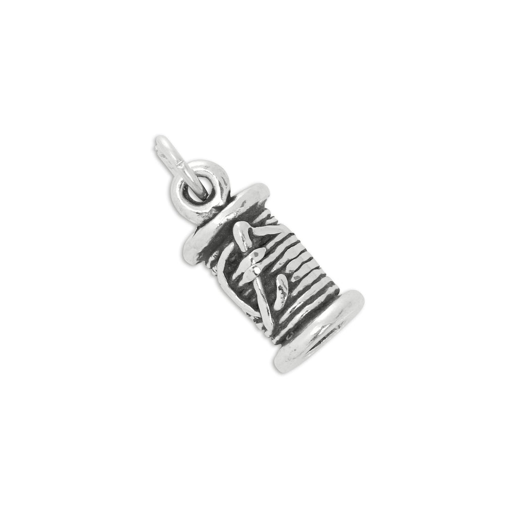 Sterling Silver Spool of Thread With Needle Charm