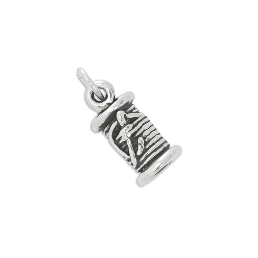 Sterling Silver Spool of Thread With Needle Charm