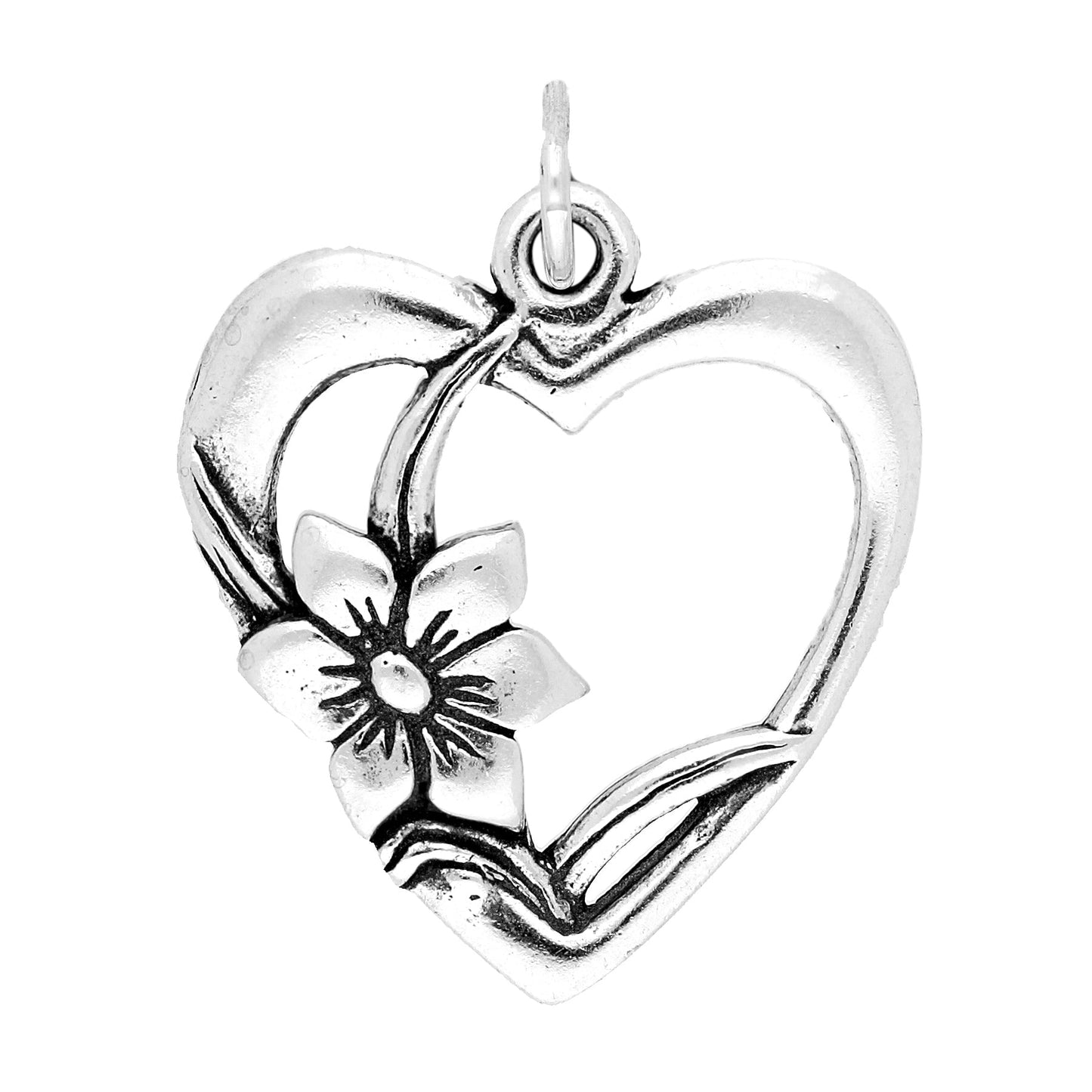 Sterling Silver Heart Flower Symbol