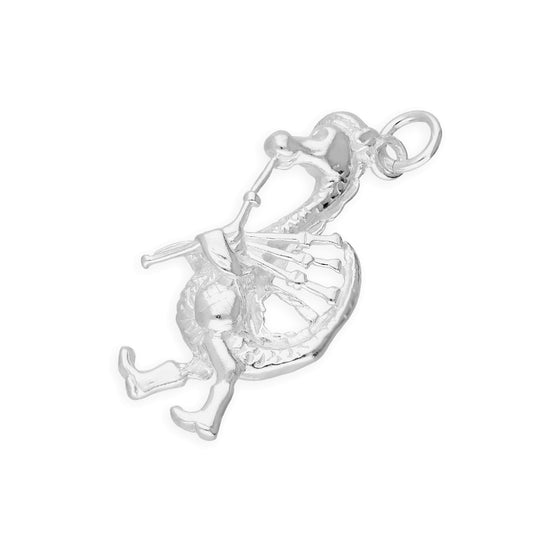 Sterling Silver Nessie With Bagpipes Charm