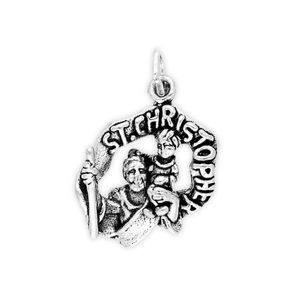 Sterling Silver 3D St Christopher and Child Charm