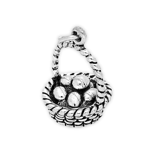 Sterling Silver Eggs in Basket Charm