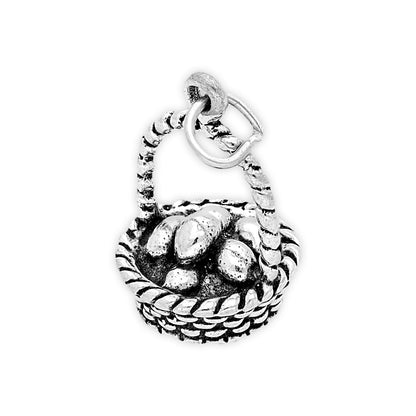 Sterling Silver Eggs in Basket Charm