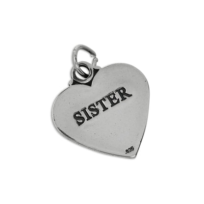 Sterling Silver Sister Heart Charm
