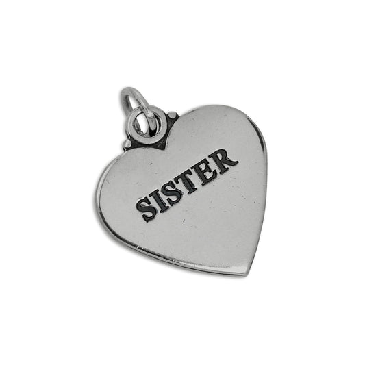 Sterling Silver Sister Heart Charm