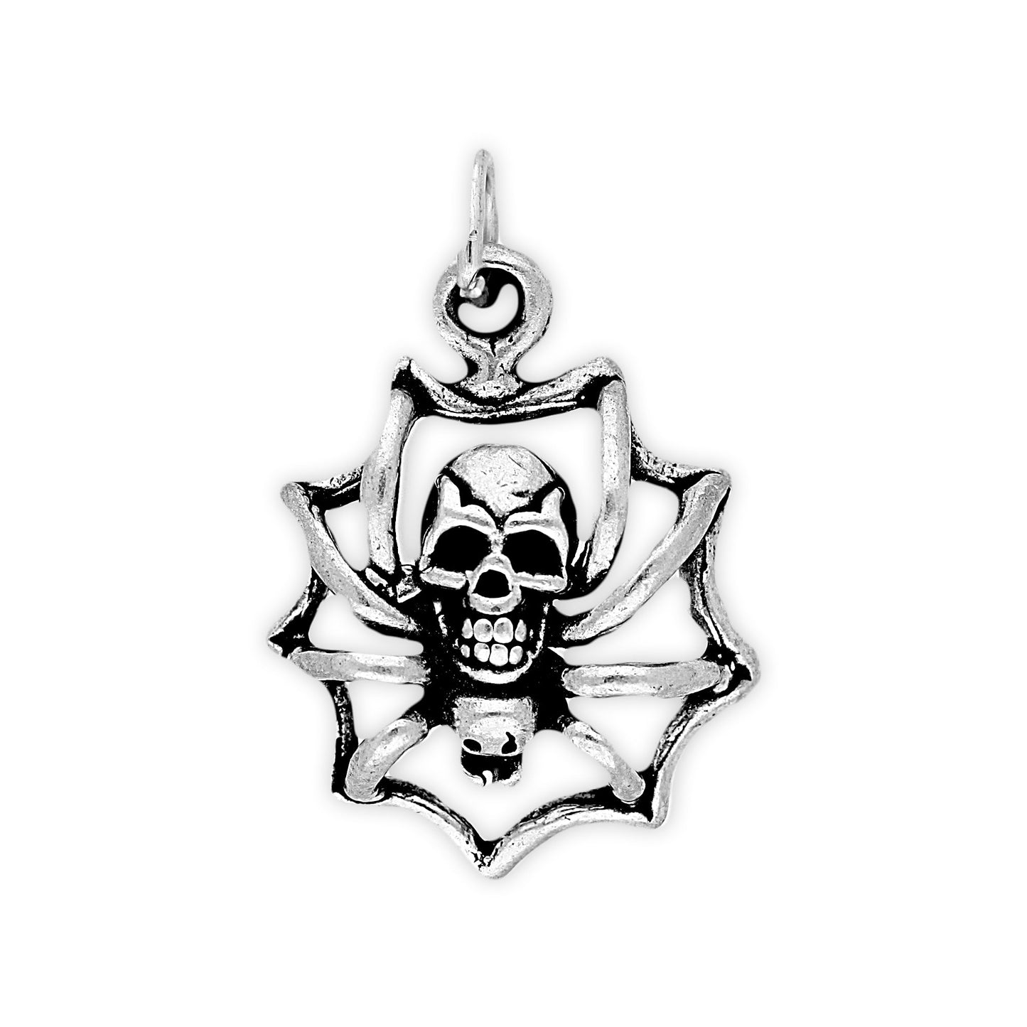 Sterling Silver Skull-Backed Spider Charm