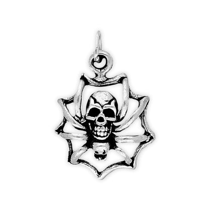 Sterling Silver Skull-Backed Spider Charm