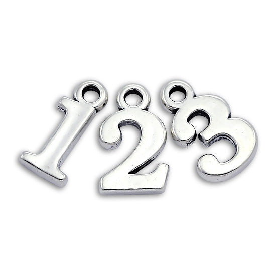 Sterling Silver Number Charms 0 - 9