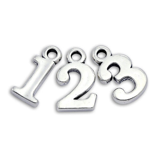 Sterling Silver Number Charms 0 - 9