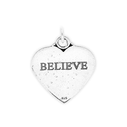 Sterling Silver Believe Heart Charm