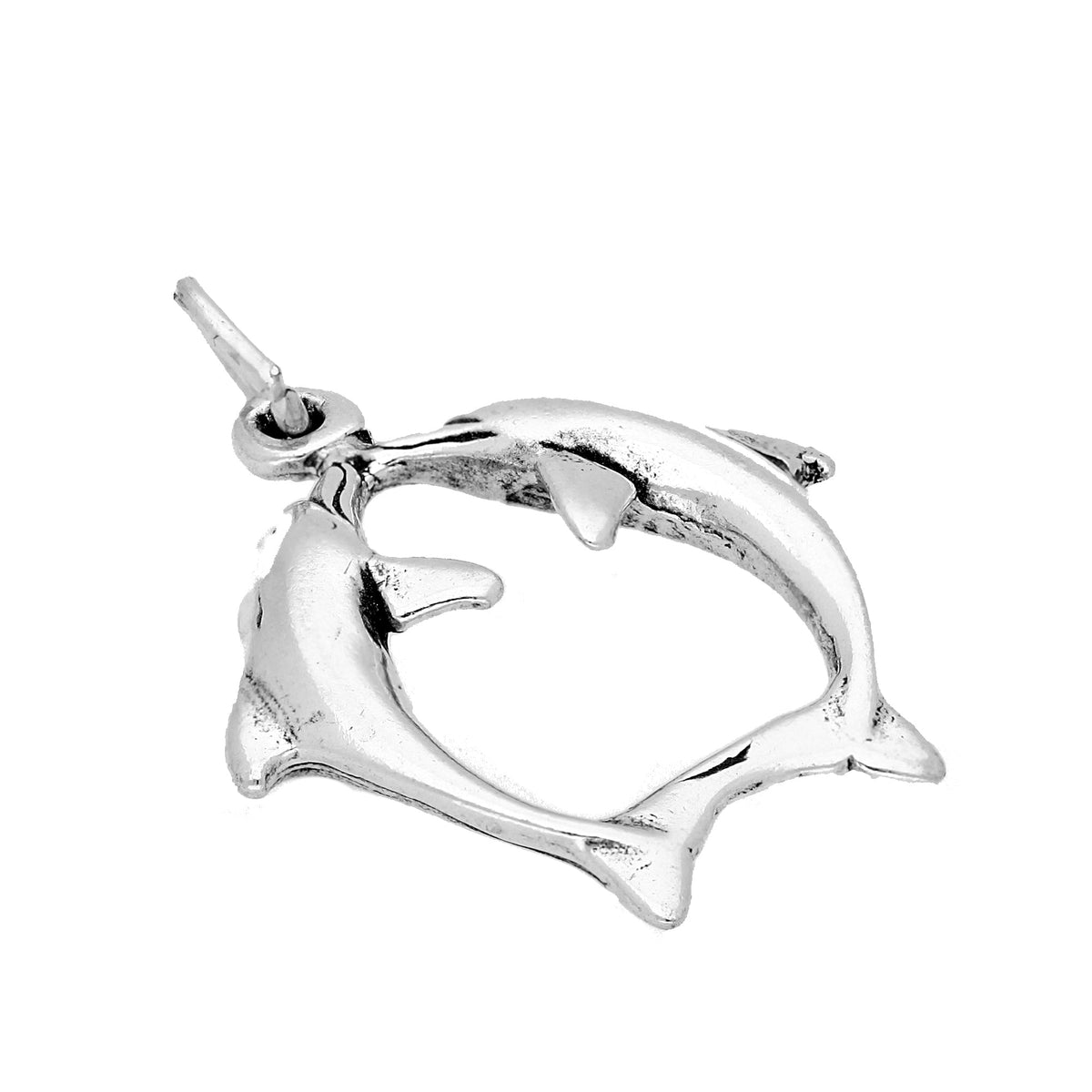 Sterling Silver Jumping Dolphins Charm