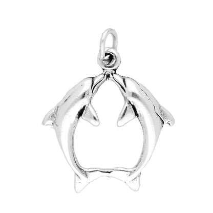 Sterling Silver Jumping Dolphins Charm