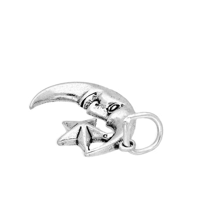 Sterling Silver Crescent Moon and Star Charm