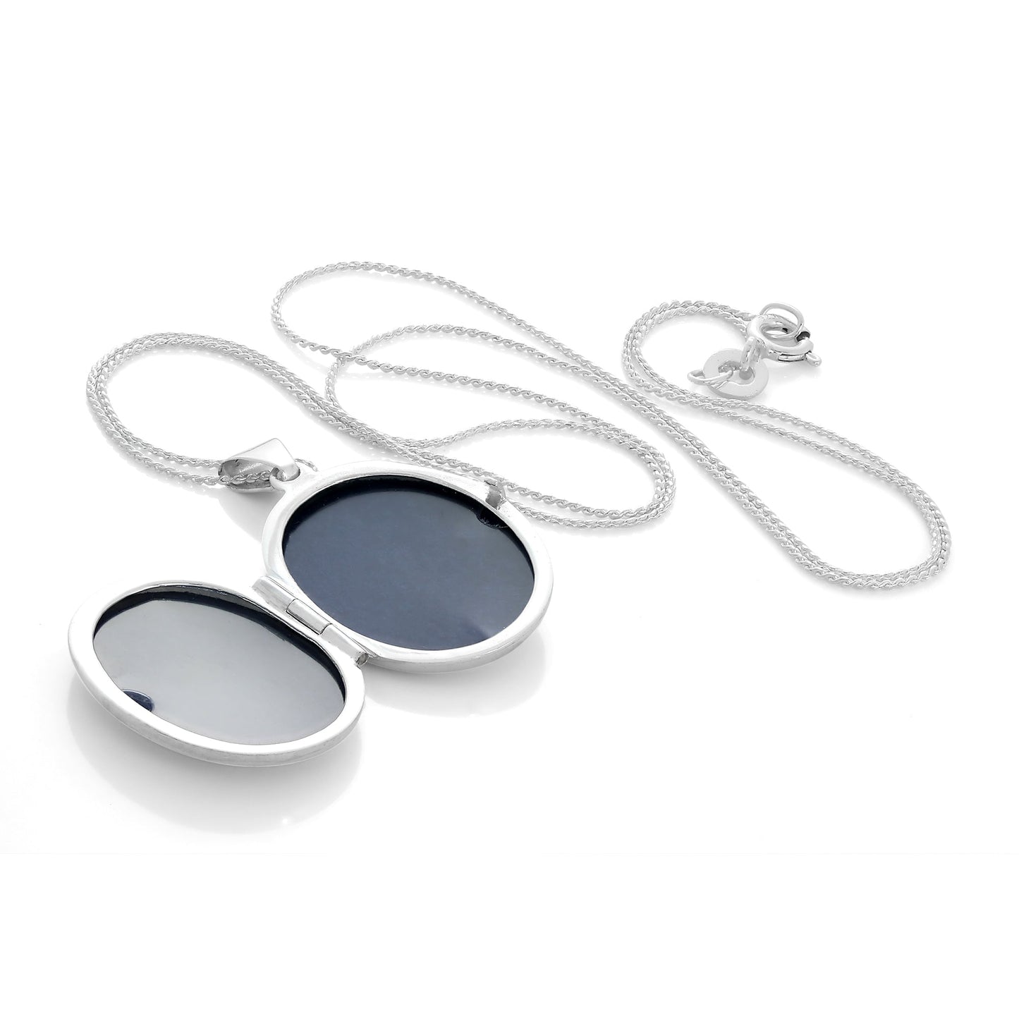 Matt Sterling Silver Oval Locket with Celtic Knot Design on Chain