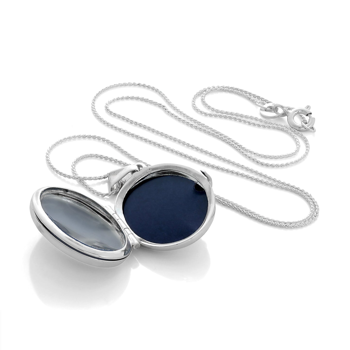 Sterling Silver Engraved Oval 4 Photo Family Locket on Chain