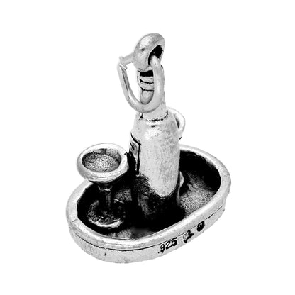 Sterling Silver Wine Bottle & Glasses Charm
