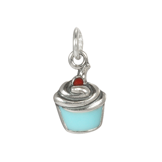 Sterling Silver Blue Enamelled Cupcake Charm