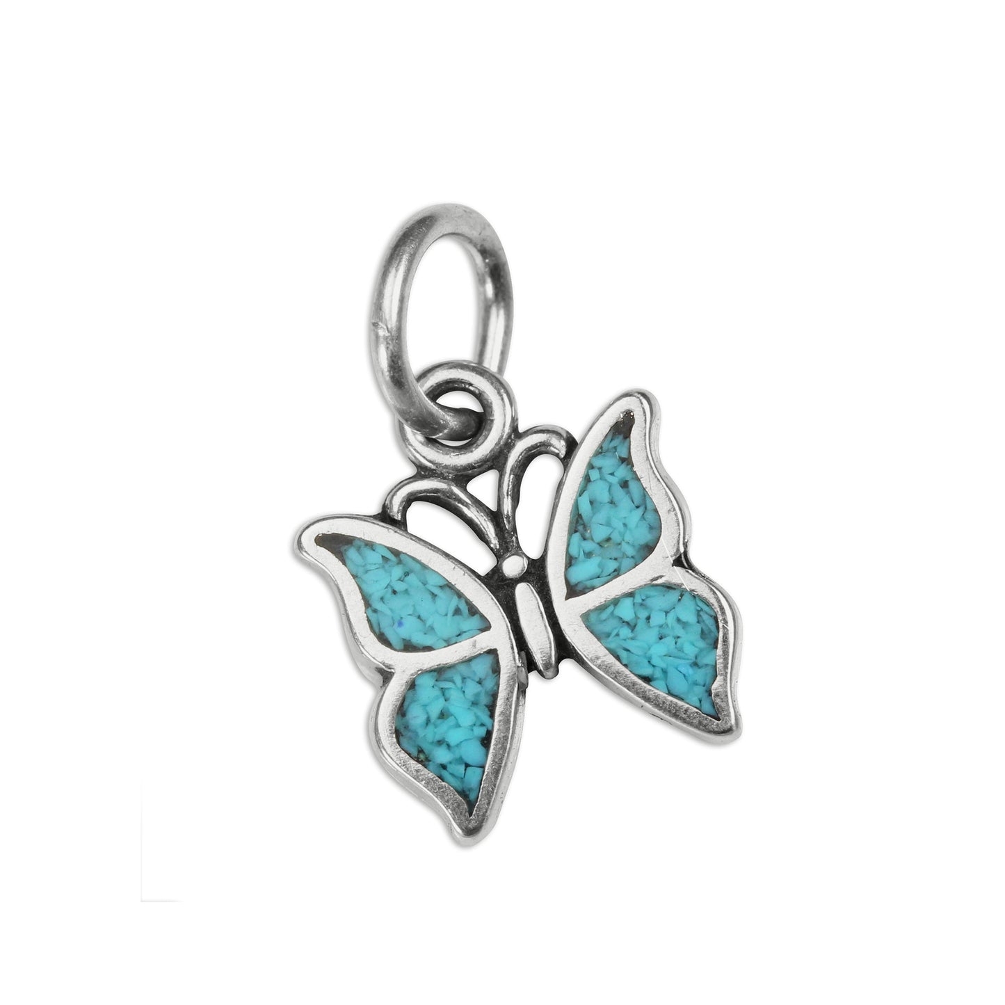 Sterling Silver Turquoise Inlay Small Butterfly Charm