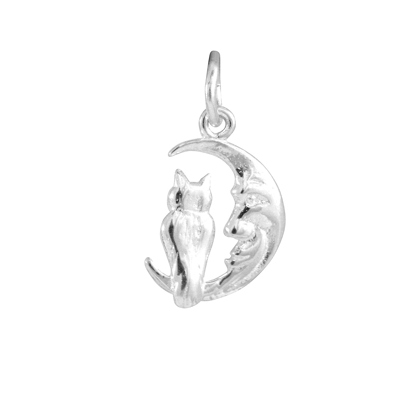 Sterling Silver Owl in Moon Charm